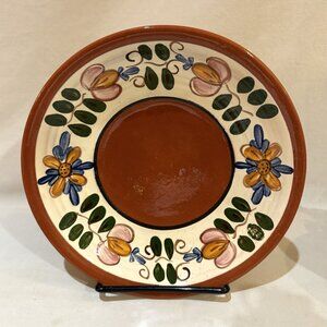 Russian Traditional GZHEL Folk Art Redware Clay Pottery Plate Hand Made Painted